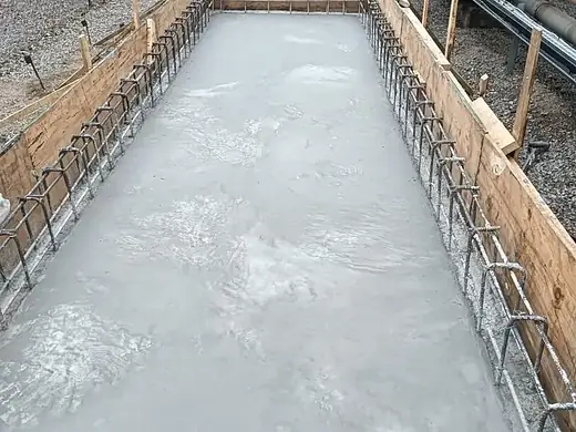 Concrete channel, freshly cast